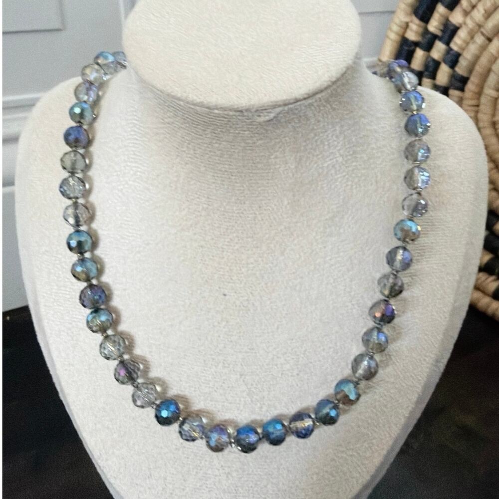 Artisan Made Aurora Crystal Necklace Color Shift Rainbow Prism 18.75" +2"